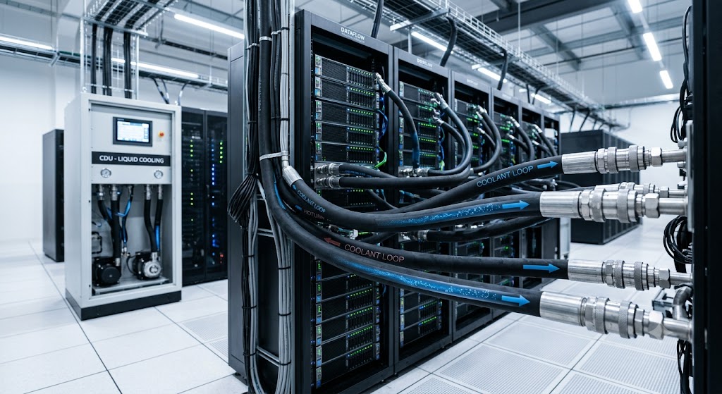 AI服务器基础设施中安装的液体冷却软管的真实应用场景